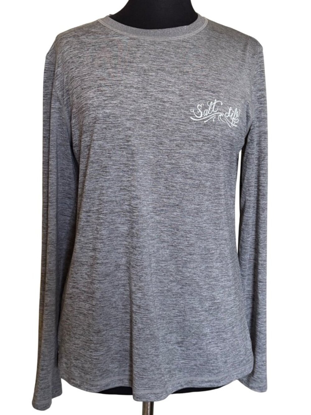 Salt Life SLX Women's Heather Gray Long-Sleeve Performance Shirt w/Logo Size L
